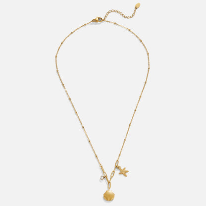 Golden Seashell & Starfish Halskette Alma