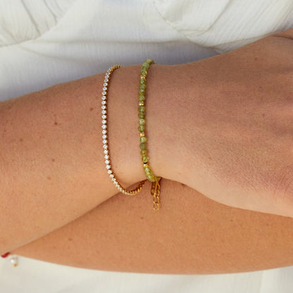 Green Peridot Perlenarmband Alma