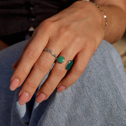 Green Willow Silber Wrap Ring Alma