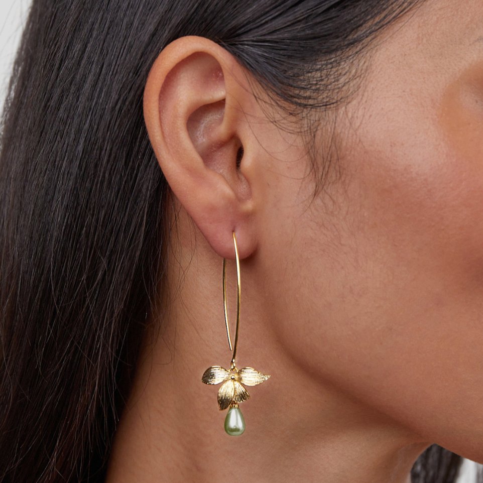 Jade Perlen & BlüTen Tropfen Ohrringe Alma