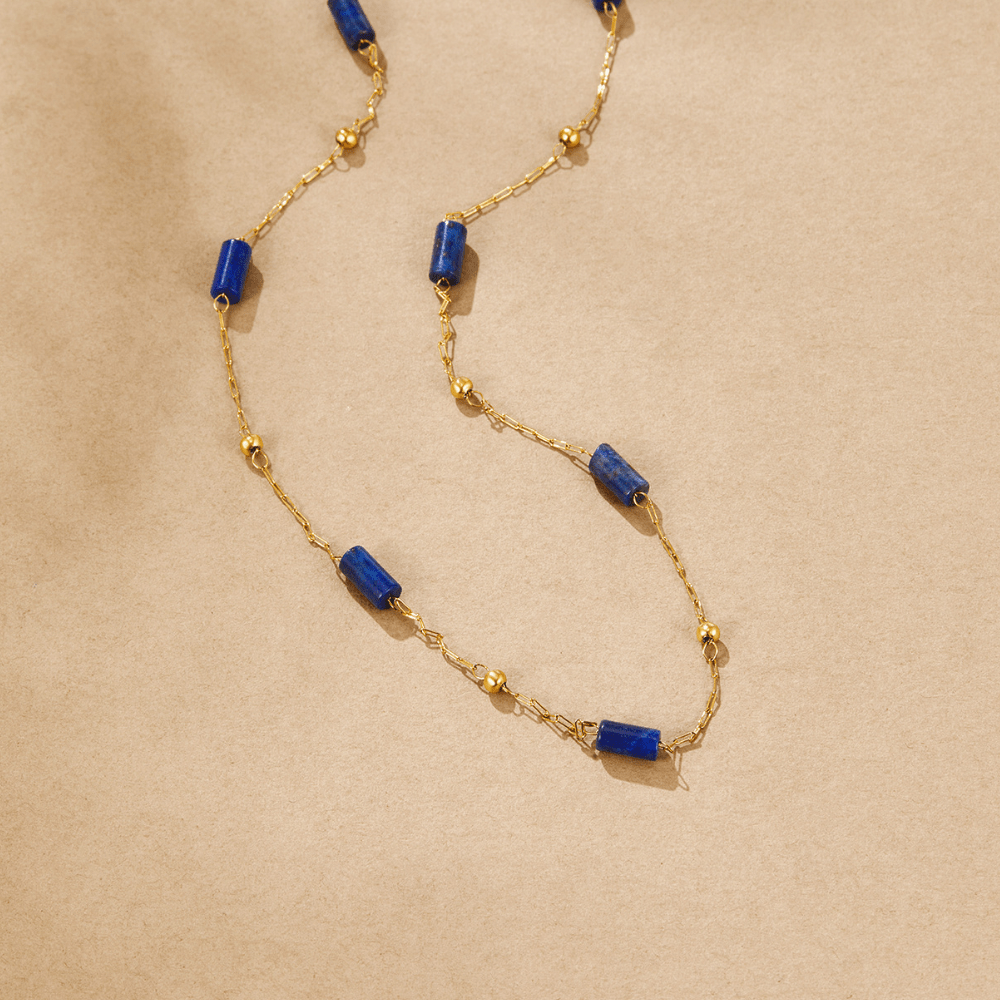 Lapiz Lazuli Perlenhalskette Alma