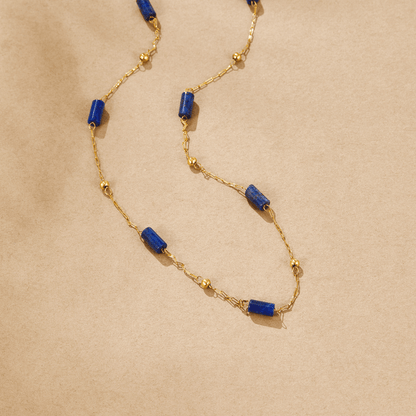 Lapiz Lazuli Perlenhalskette Alma