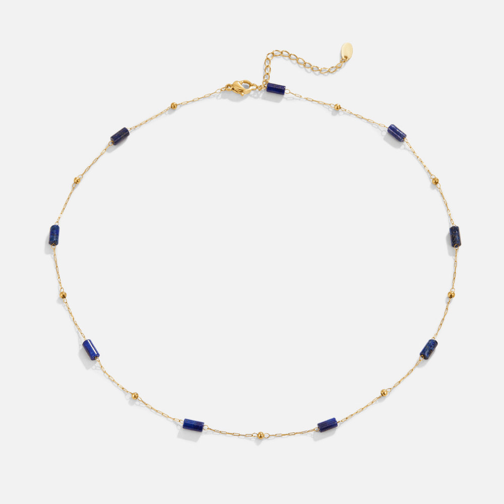 Lapiz Lazuli Perlenhalskette Alma