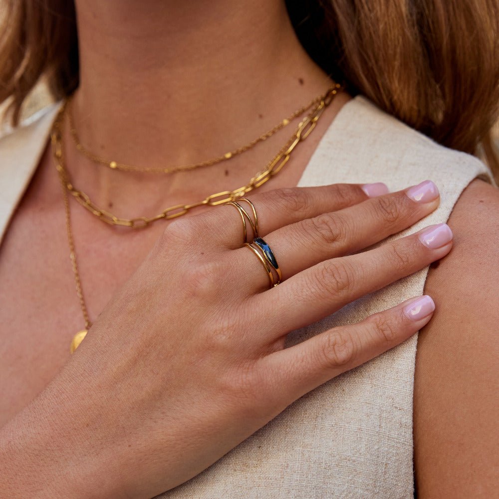 Mehrlagige Black Sahara Goldring Alma