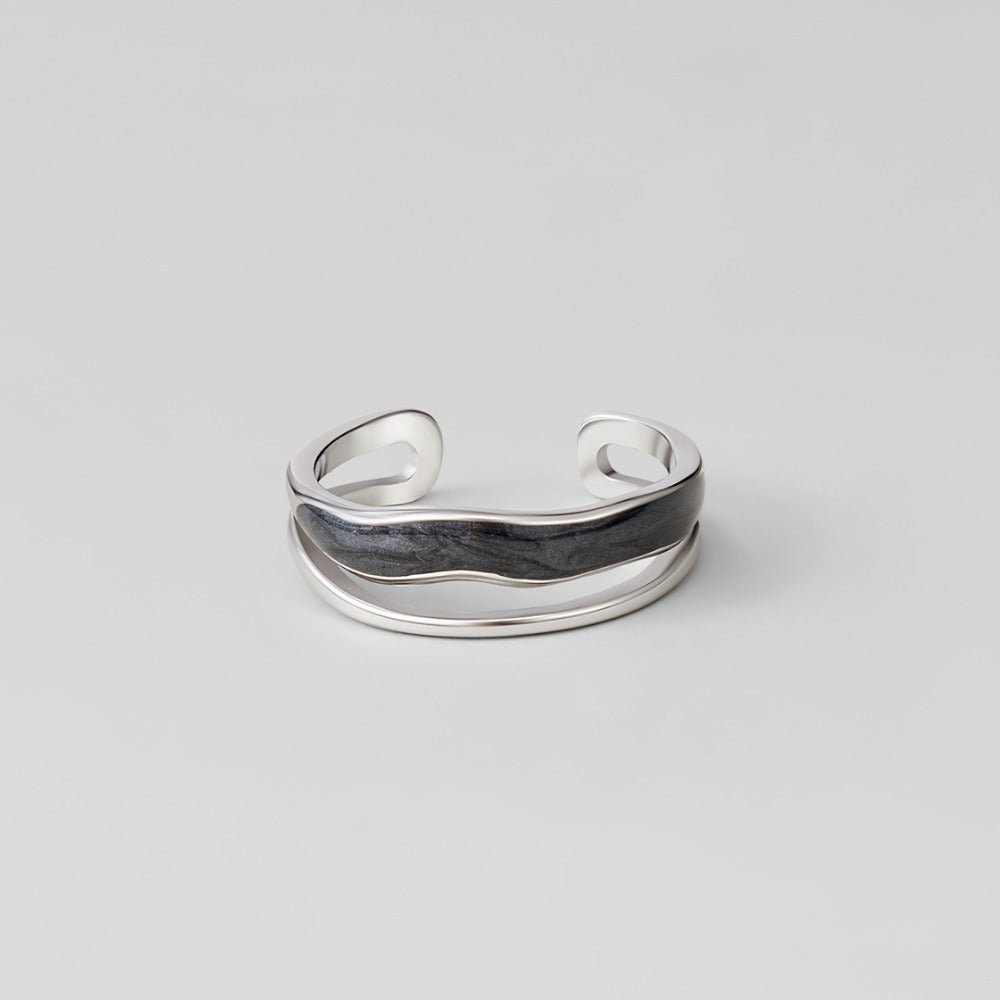 Mehrlagige Black Sahara Silber Ring Alma