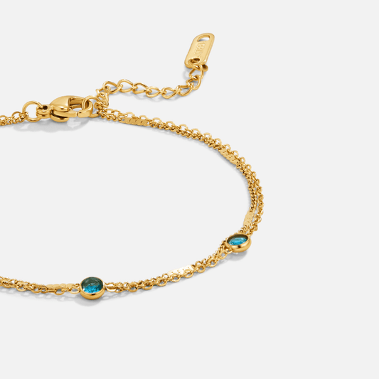 Mehrlagige Blue Athena Kristall Armband Alma