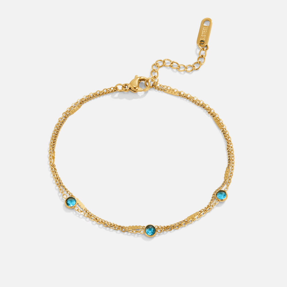 Mehrlagige Blue Athena Kristall Armband Alma