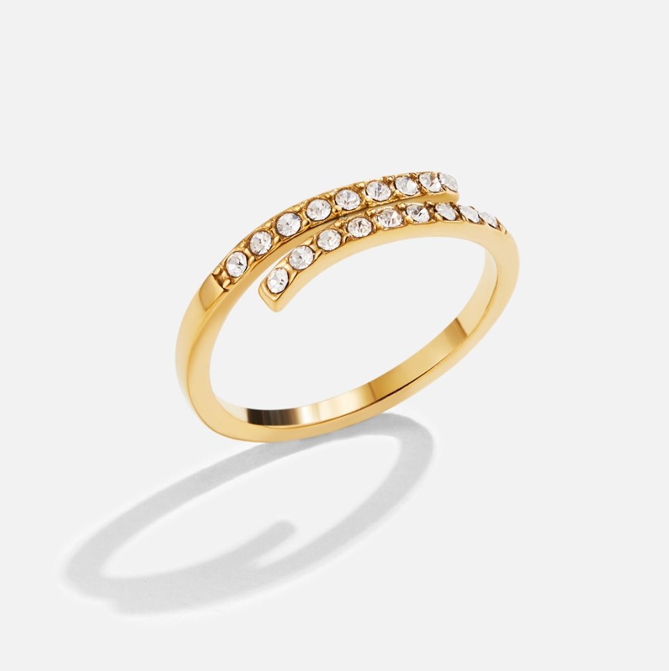 Mehrlagige Gold & Kristall Wrap Ring Alma