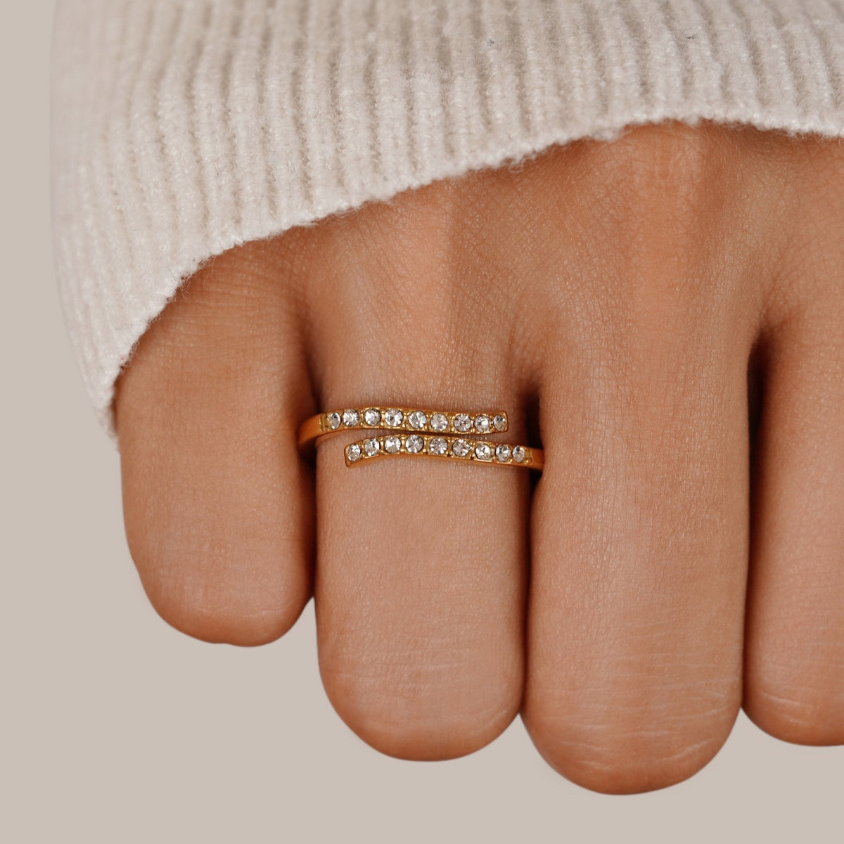 Mehrlagige Gold & Kristall Wrap Ring Alma