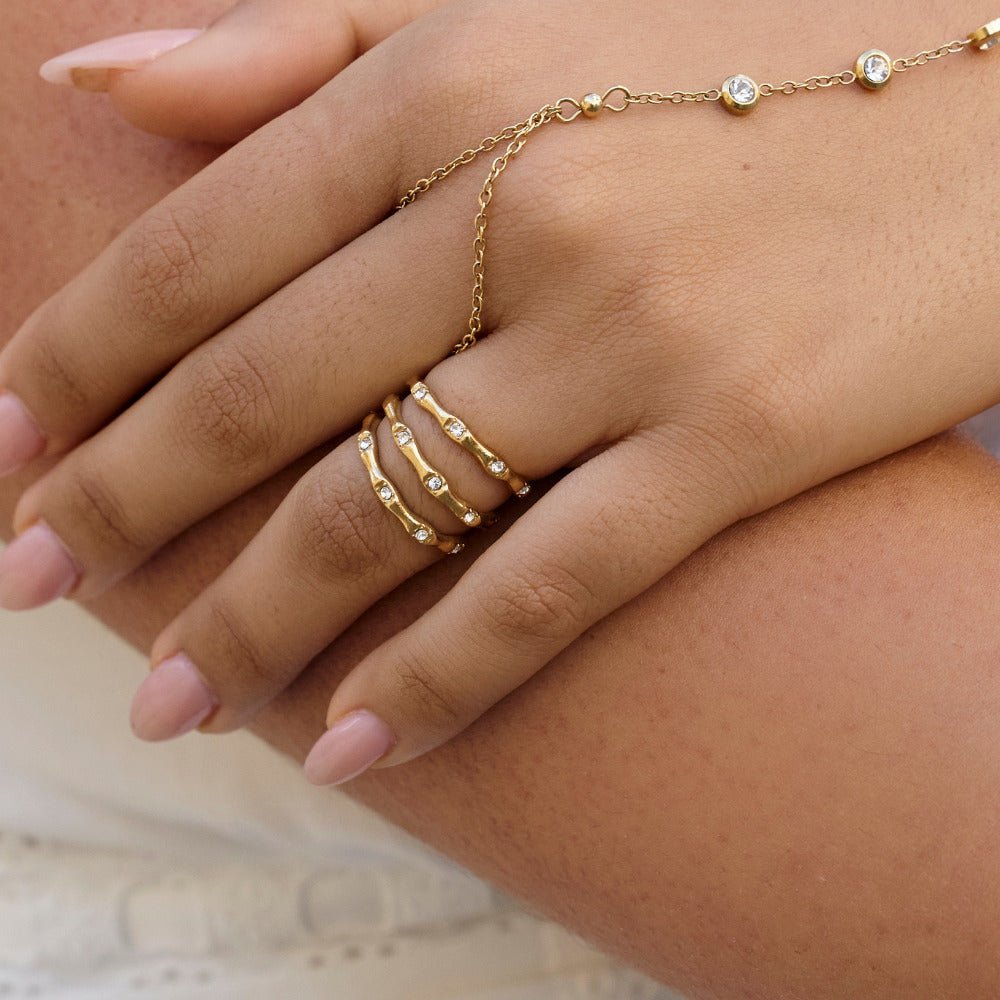 Mehrlagige Golden Bamboo Ring Alma