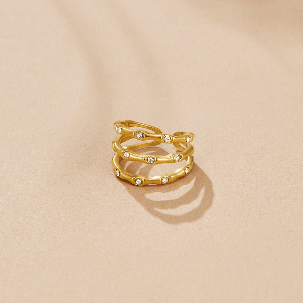 Mehrlagige Golden Bamboo Ring Alma