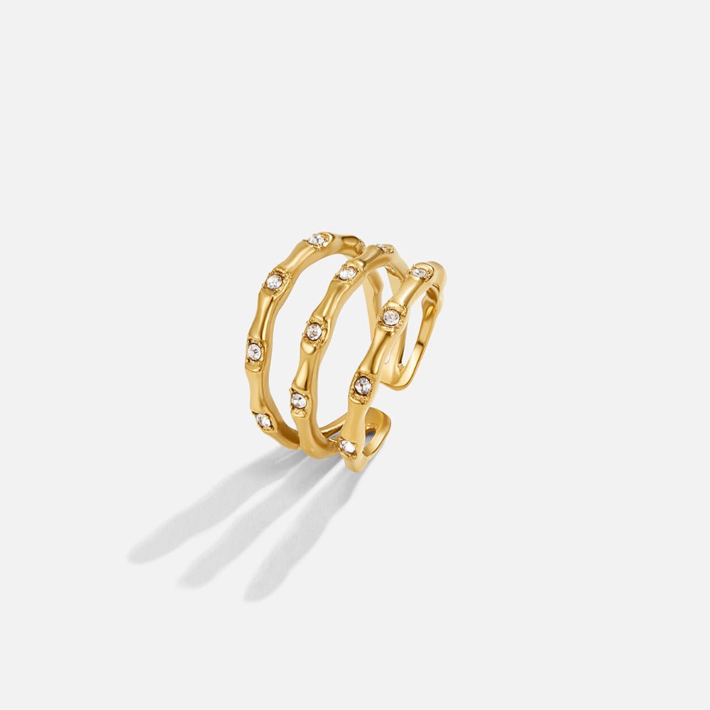Mehrlagige Golden Bamboo Ring Alma