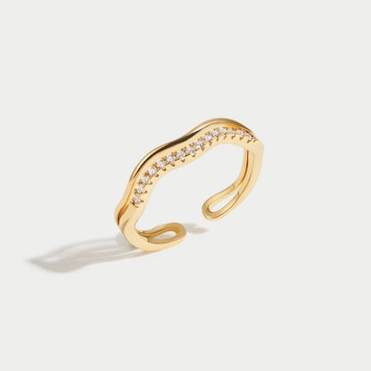 Mehrlagige Juni Gold & Kristall Ring Alma