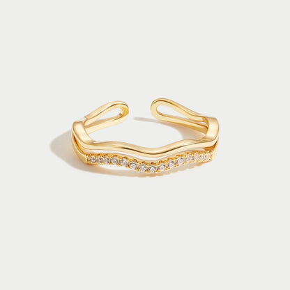 Mehrlagige Juni Gold & Kristall Ring Alma