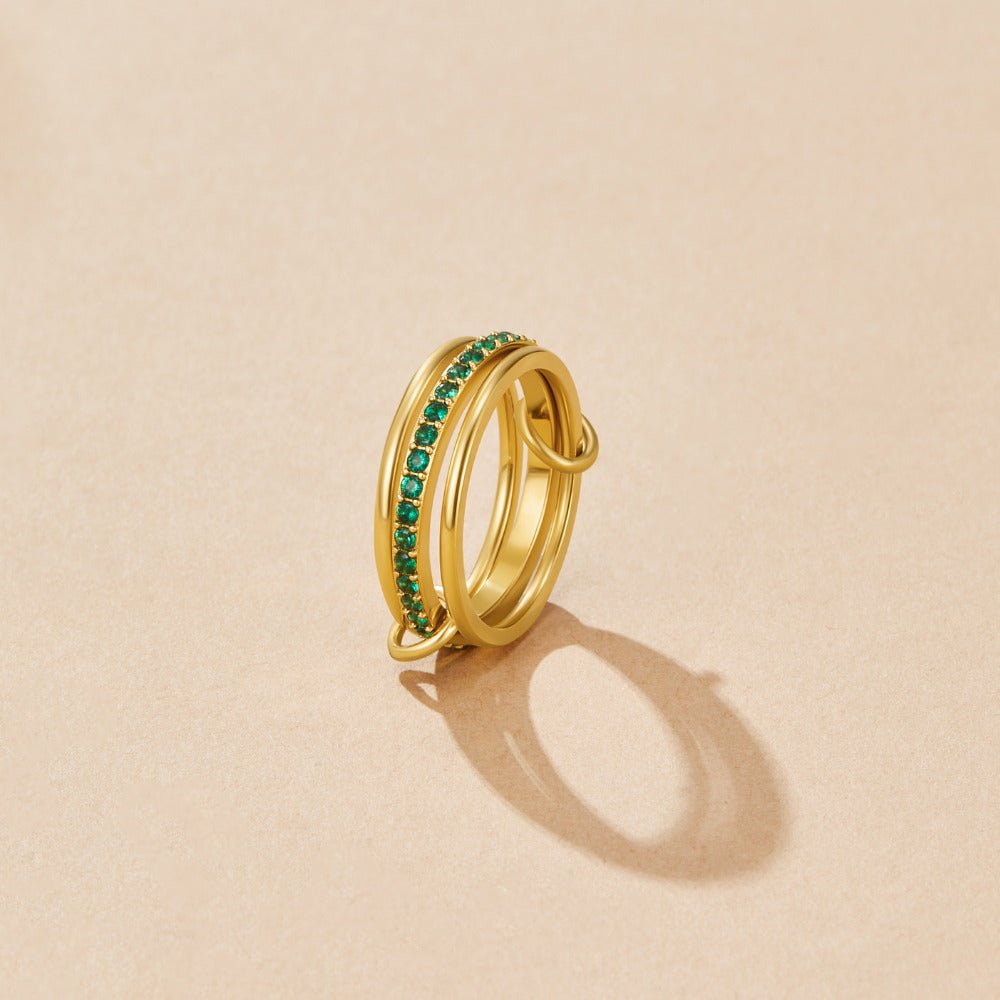 Mehrlagige Kaili Green Kristall Ring Alma