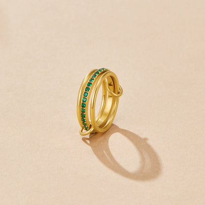 Mehrlagige Kaili Green Kristall Ring Alma