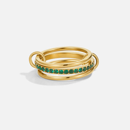 Mehrlagige Kaili Green Kristall Ring Alma