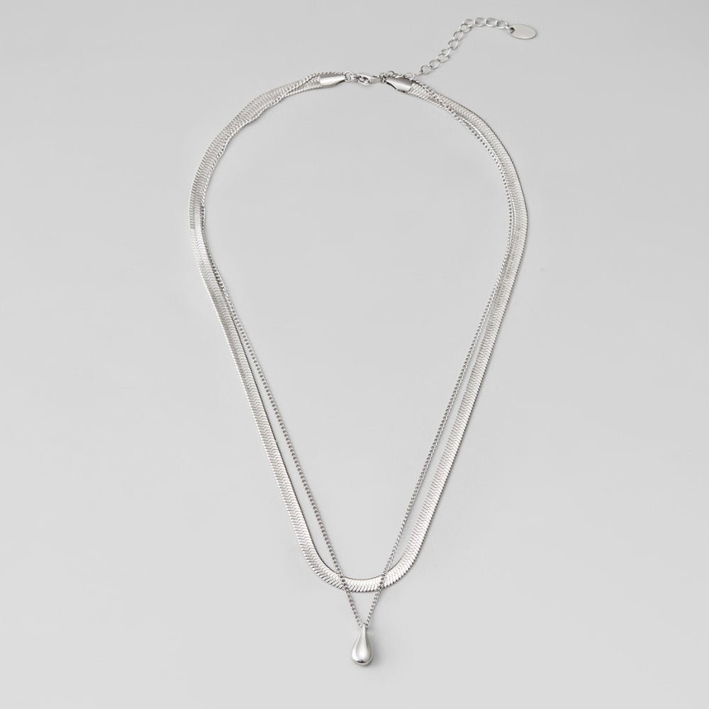 Mehrlagige Silber Bella Teardrop Halskette Alma