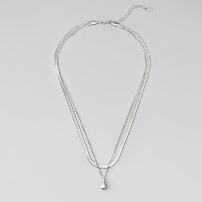 Mehrlagige Silber Bella Teardrop Halskette Alma