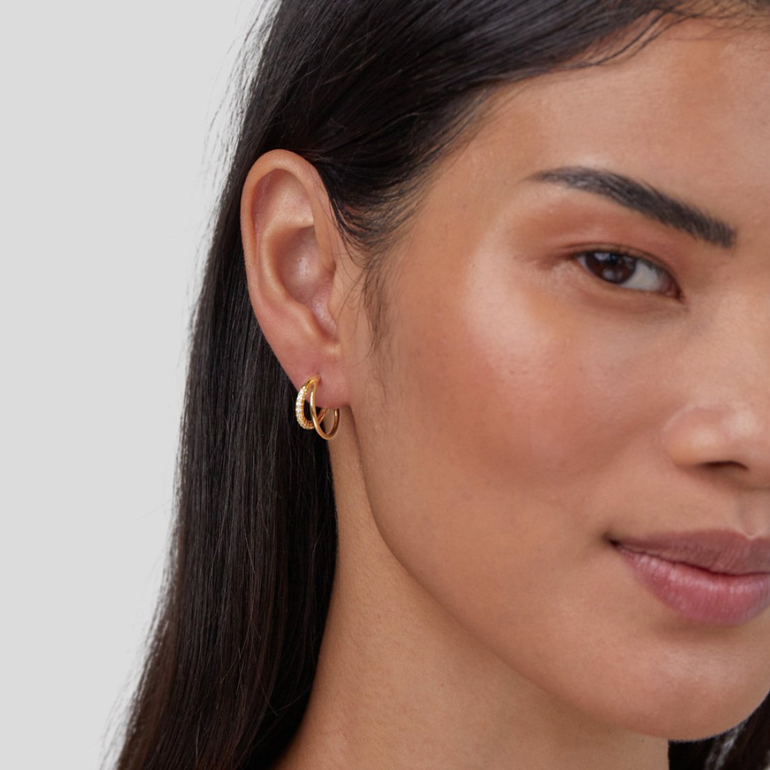 Leyla Kristall Double Creolen Ohrringe Alma