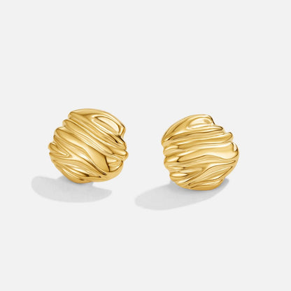 Lila Pleated Gold Button Ohrringe Alma