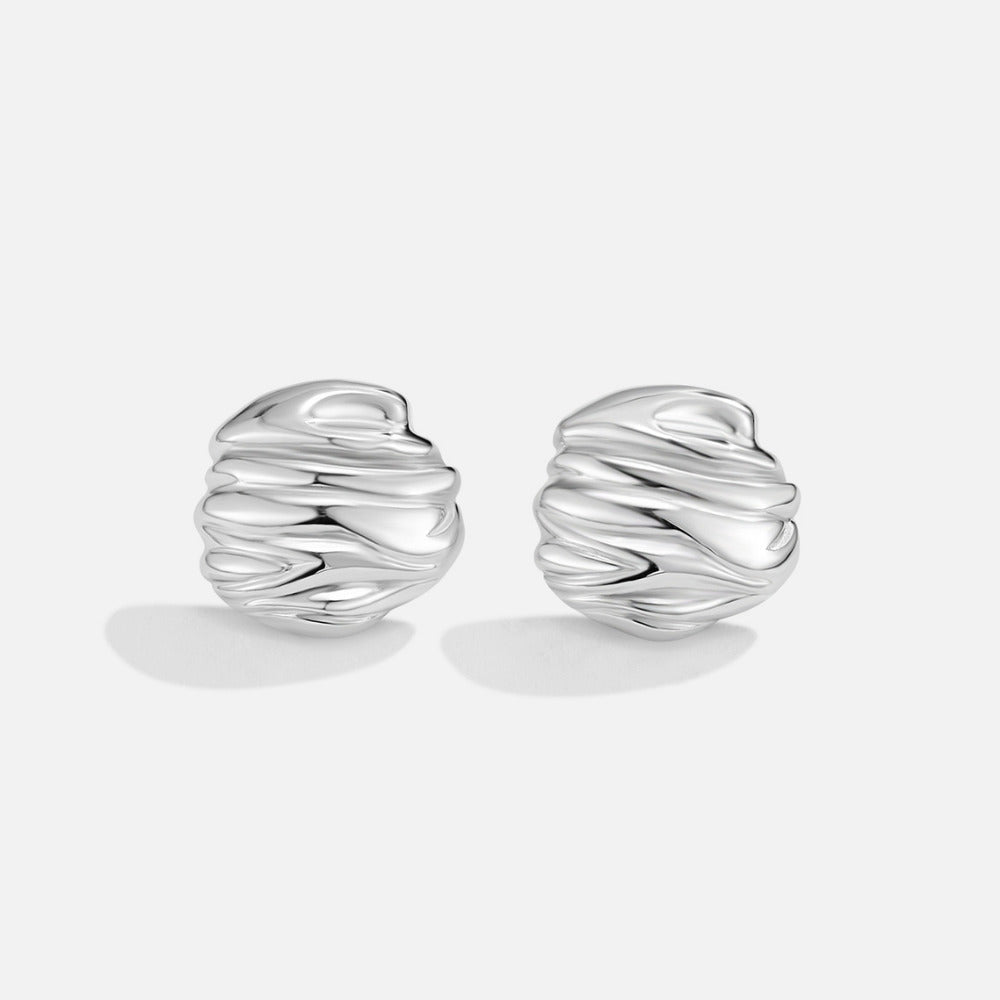 Lila Pleated Silber Button Ohrringe Alma