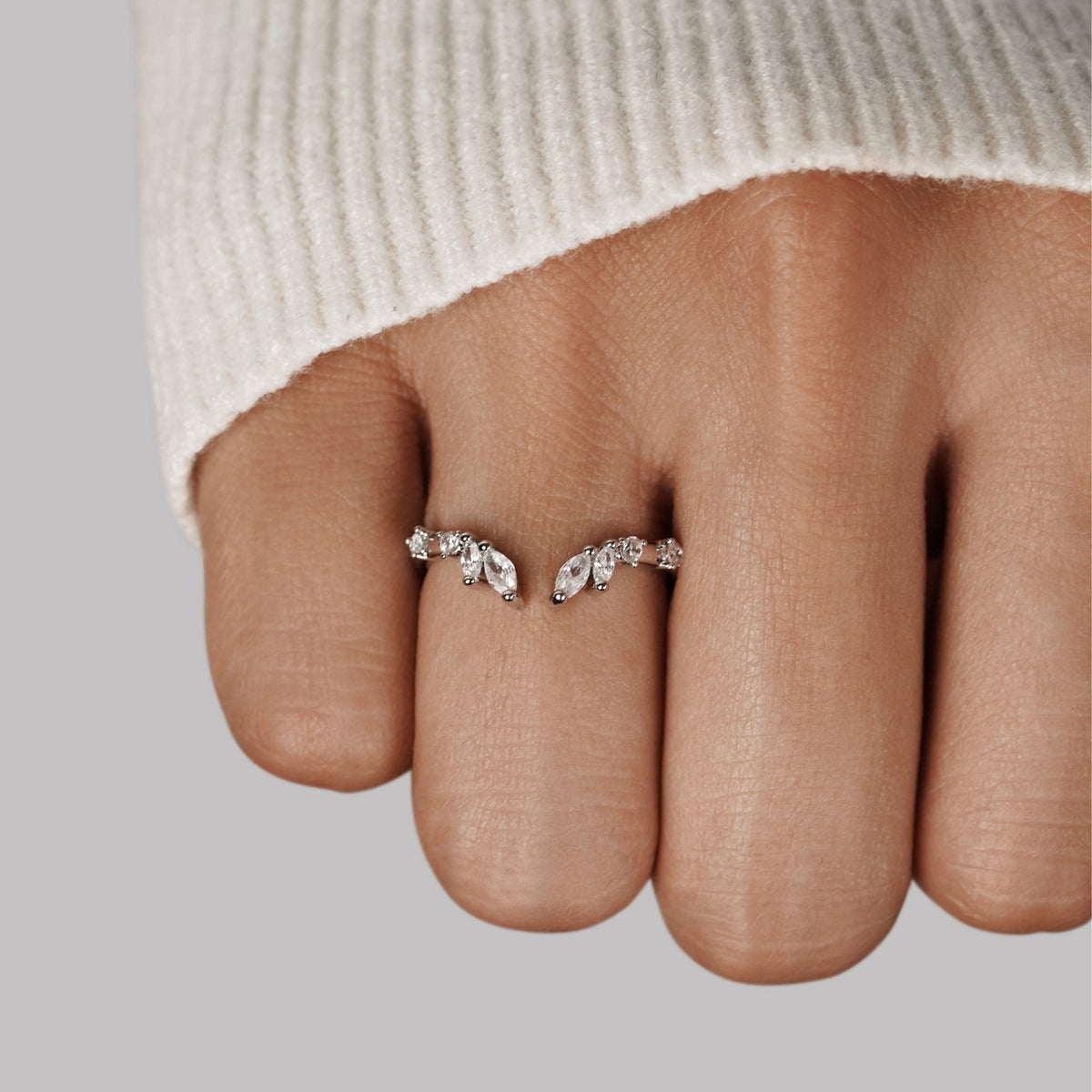 Lily Kristall Silber Vine Ring Alma