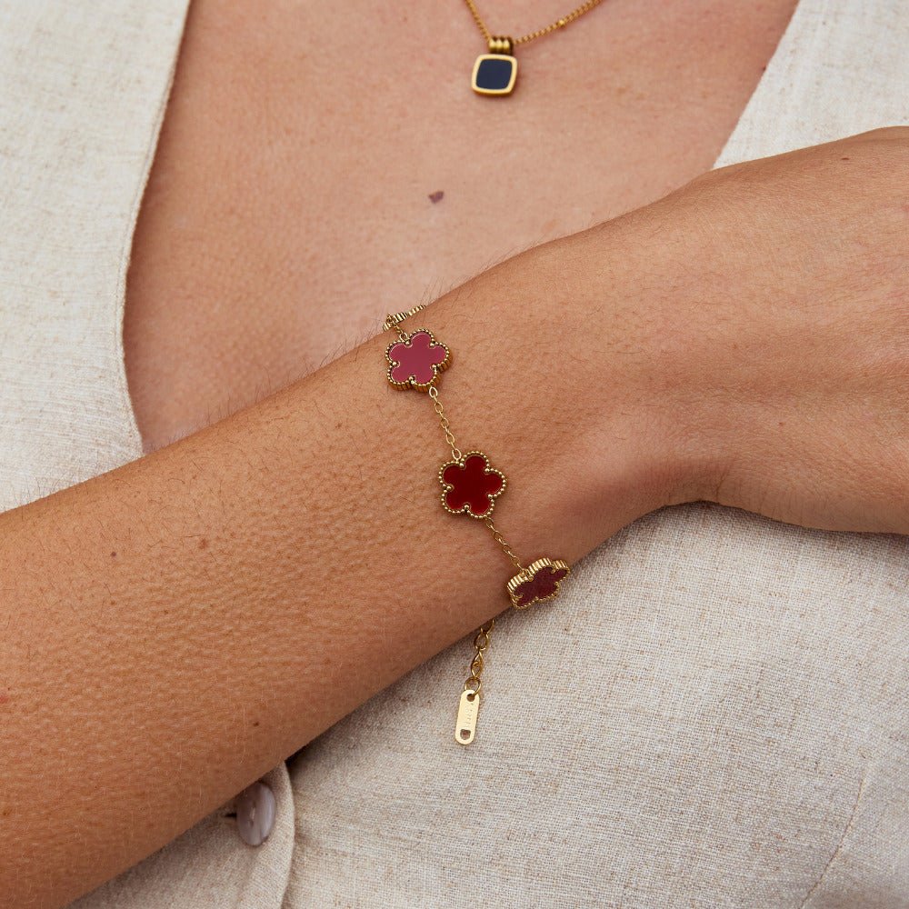 Lucky Red Klee Blatt Armband Alma