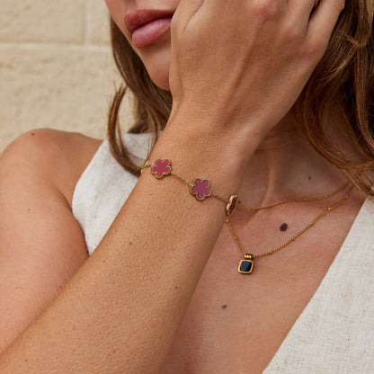 Lucky Red Klee Blatt Armband Alma