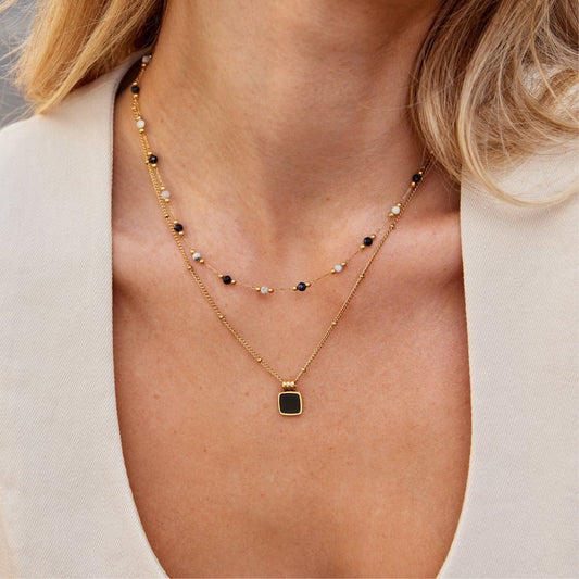 Lulu Midnight Perlen Stein Halskette Alma