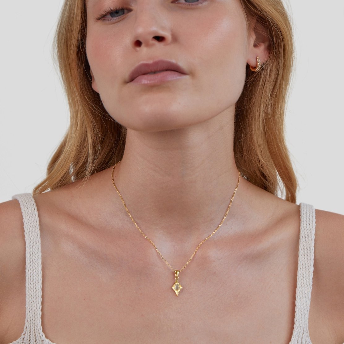Luna White Opal Goldhalskette Alma