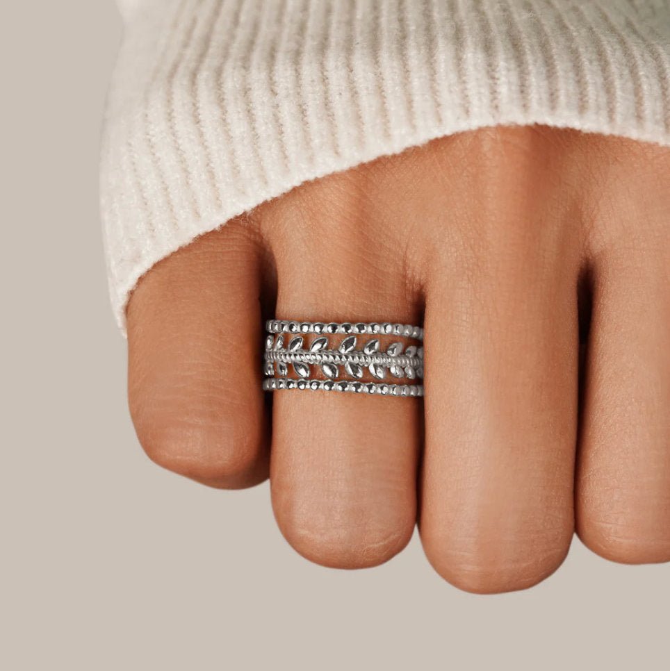 Marissa Mehrlagige Silber Blatt Ring Alma