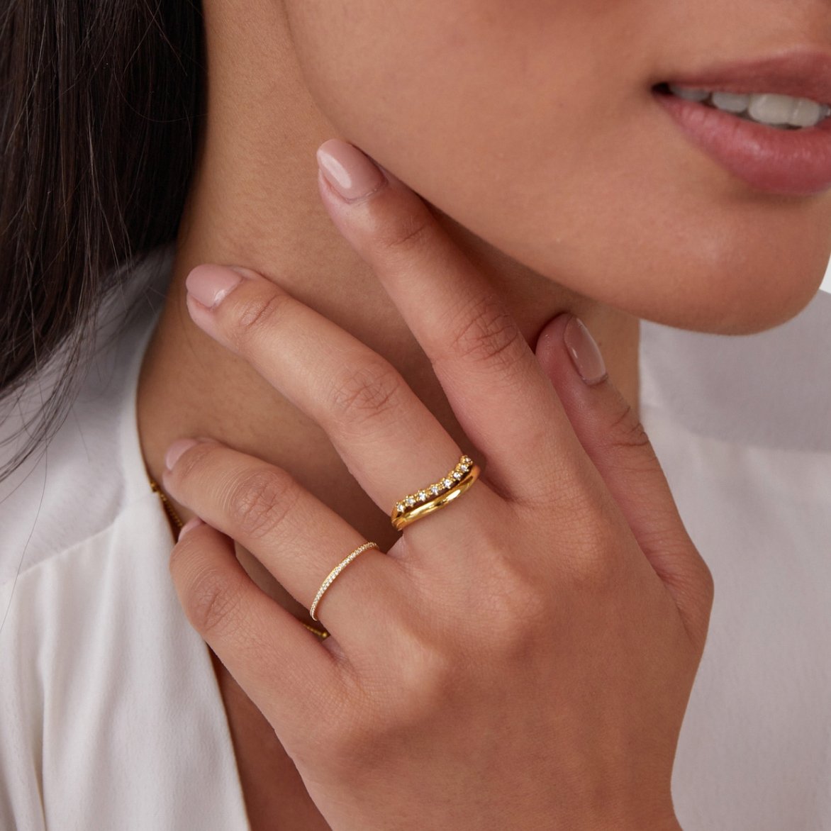 Marissa White Kristall Mehrlagige Ring Alma