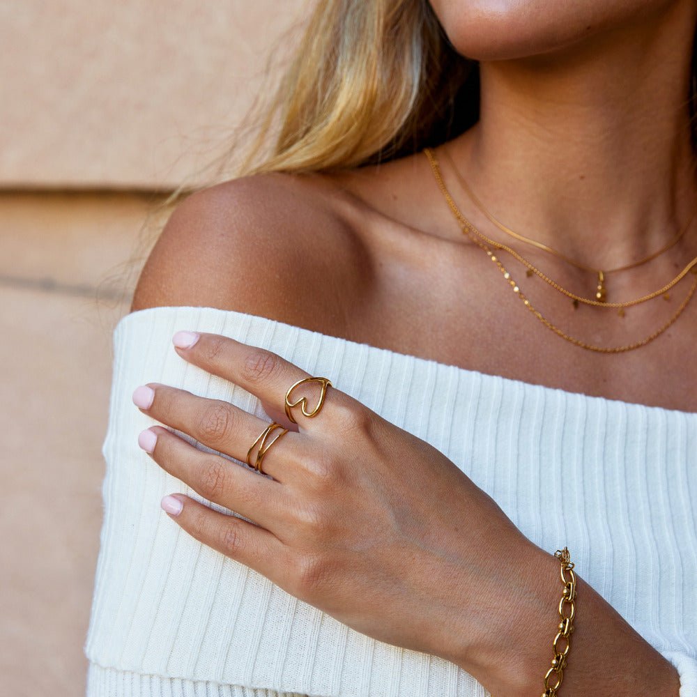 Melted Gold Herz Ring Alma