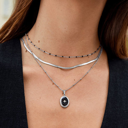 Mila Black Perlen Silber Halskette Alma