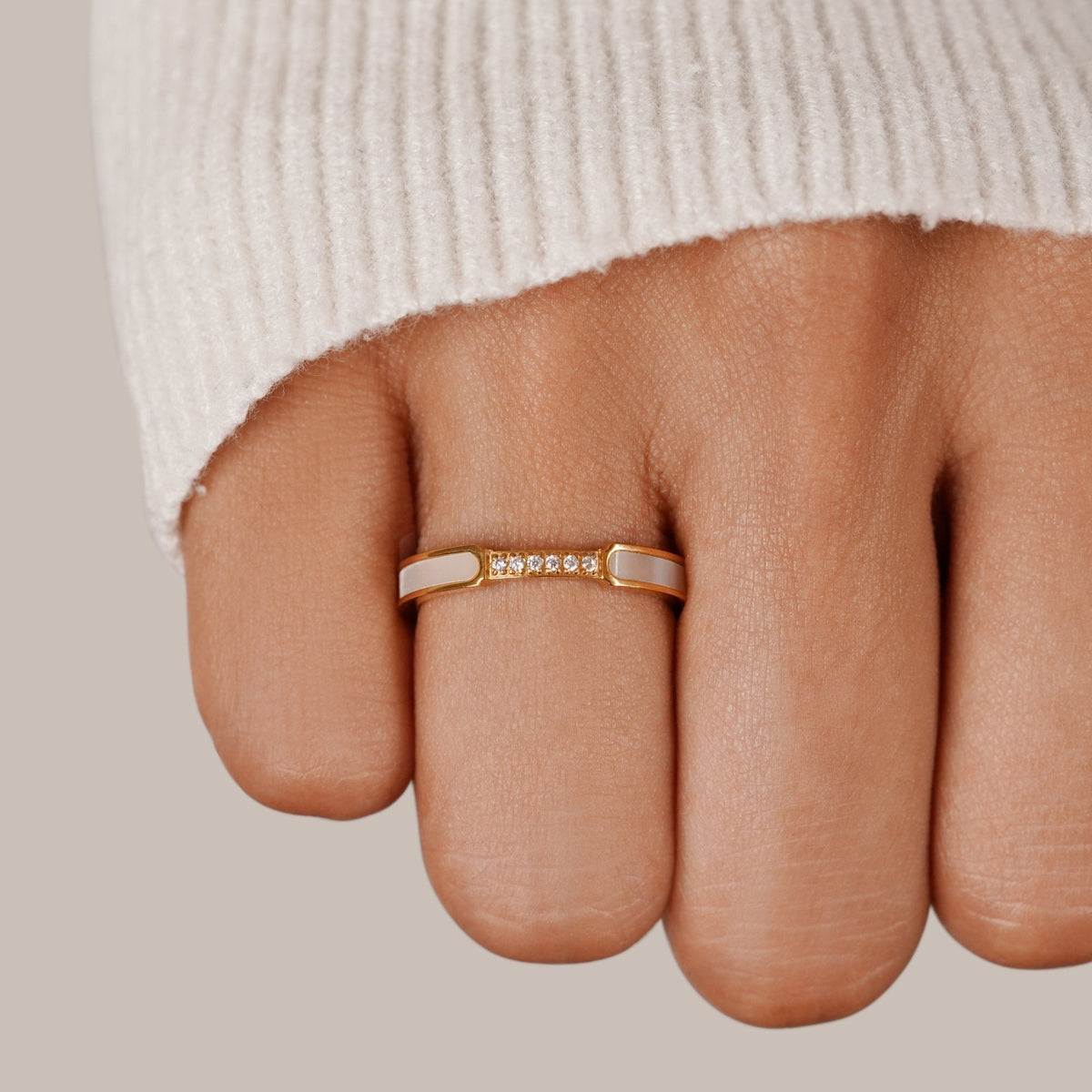 Mother Of Perlen & Kristall Ring Alma