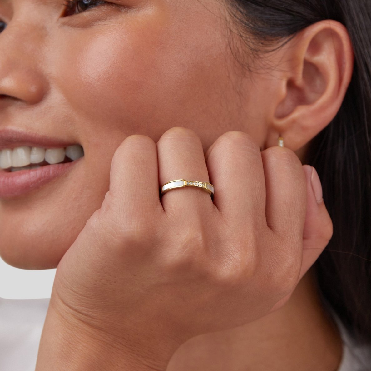Mother Of Perlen & Kristall Ring Alma