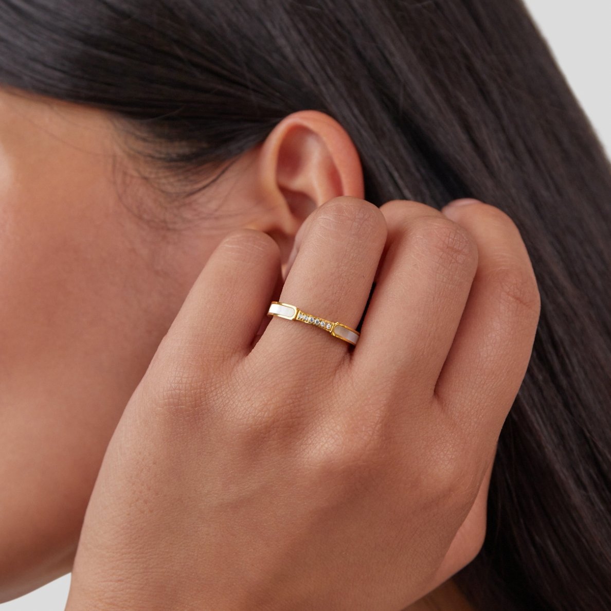 Mother Of Perlen & Kristall Ring Alma
