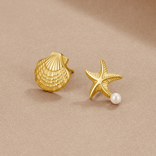 Naia Shell & Starfish Goldohrringe Alma