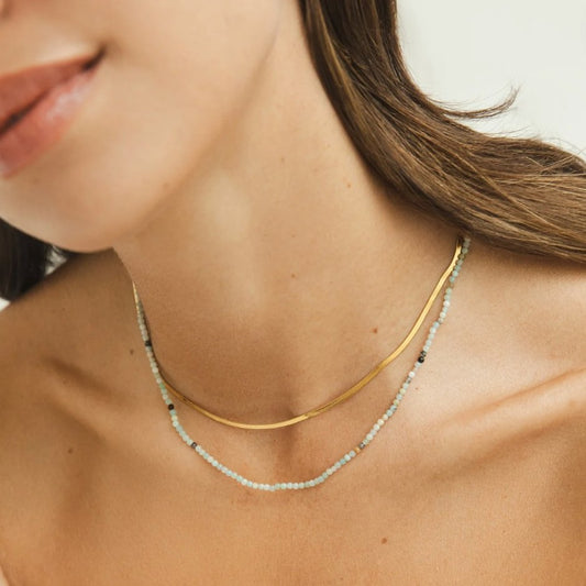 Neesa Stein Beads Mehrlagige Halskette Alma