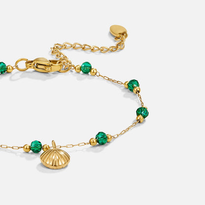 Nerissa Gold Shell & Green Perlenarmband Alma