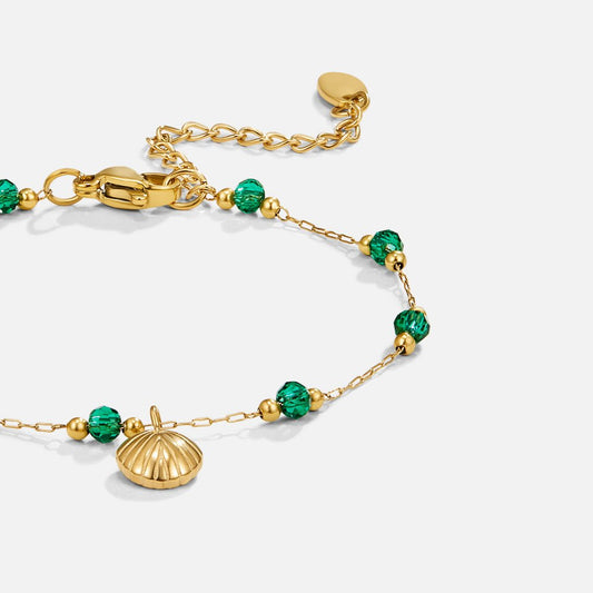 Nerissa Gold Shell & Green Perlenarmband Alma