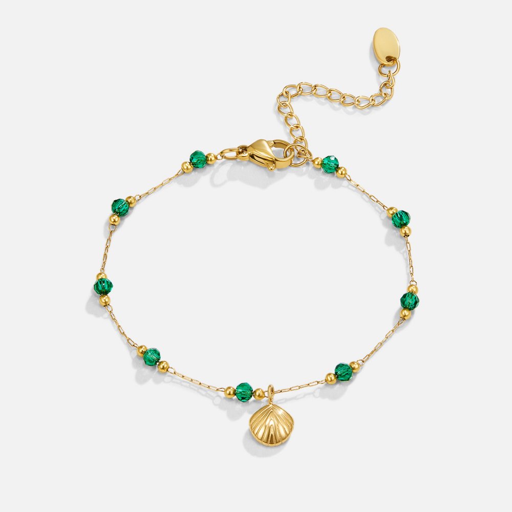Nerissa Gold Shell & Green Perlenarmband Alma