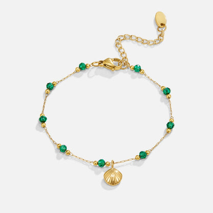 Nerissa Gold Shell & Green Perlenarmband Alma
