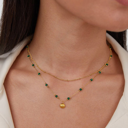 Nerissa Gold Shell & Green Perlenhalskette Alma