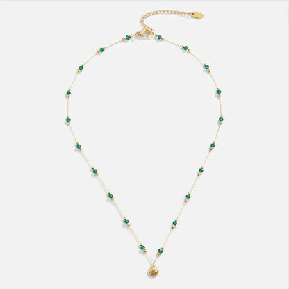 Nerissa Gold Shell & Green Perlenhalskette Alma