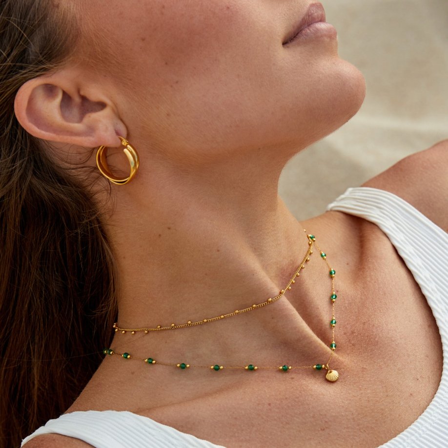 Nerissa Gold Shell & Green Perlenhalskette Alma