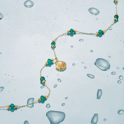 Nerissa Gold Shell & Green Perlenhalskette Alma