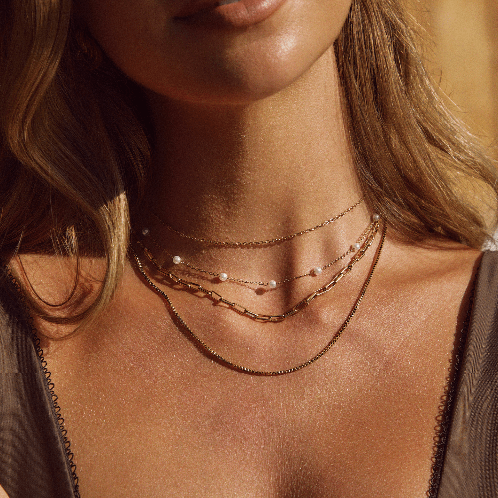 Nura Perlen 18K Goldhalskette Alma