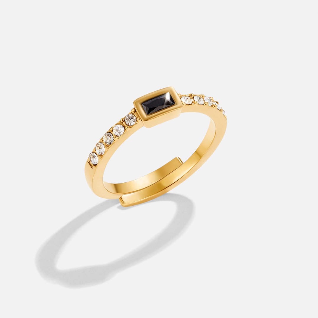 Onyx Black Kristall Ring Alma